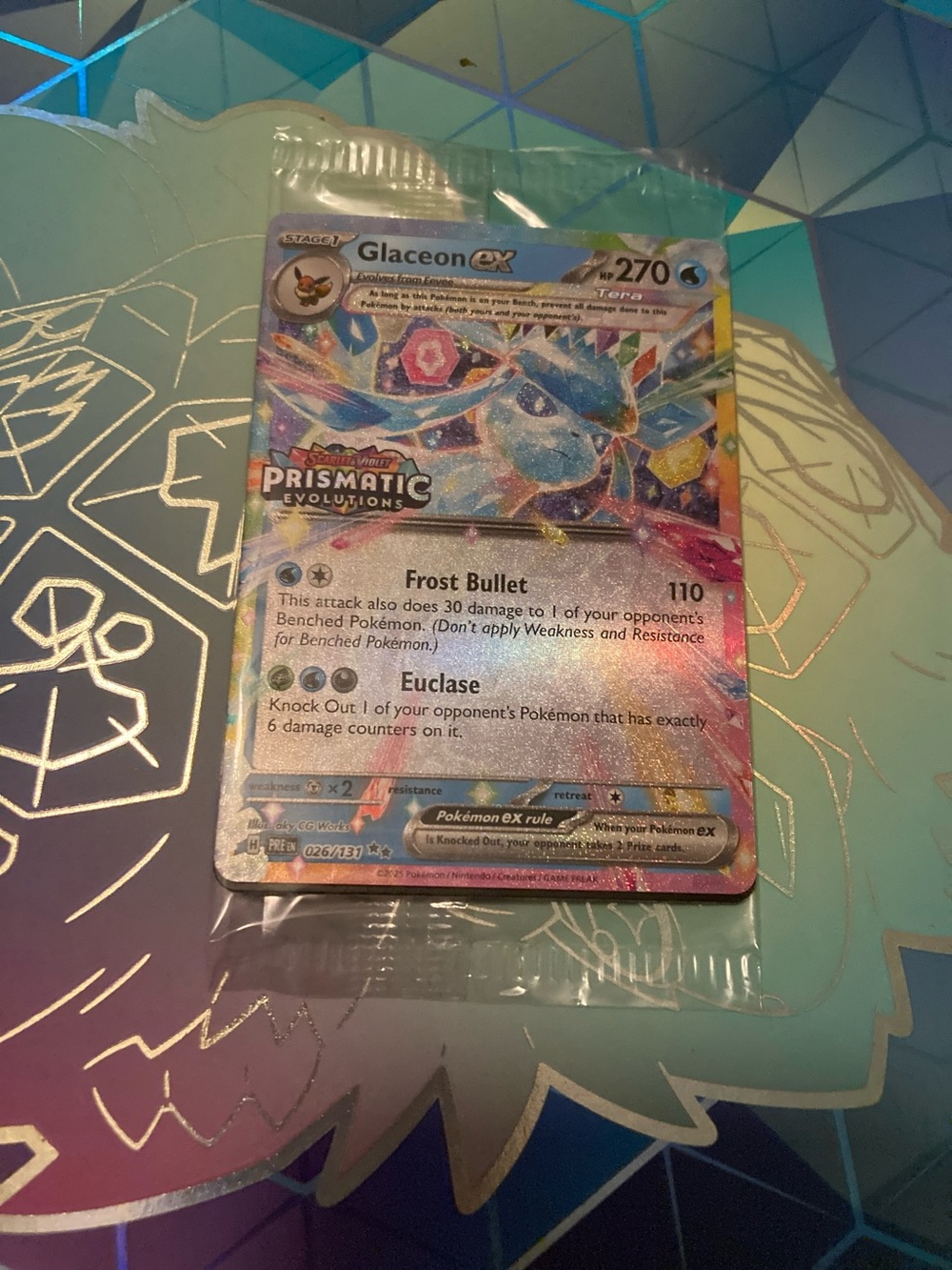 Pokemon Glaceon EX Prismatic Evolutions Holo - Blue, Silver, Pink